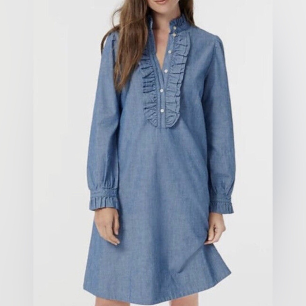 J.Crew Ruffle-Front Chambray
Dress:M